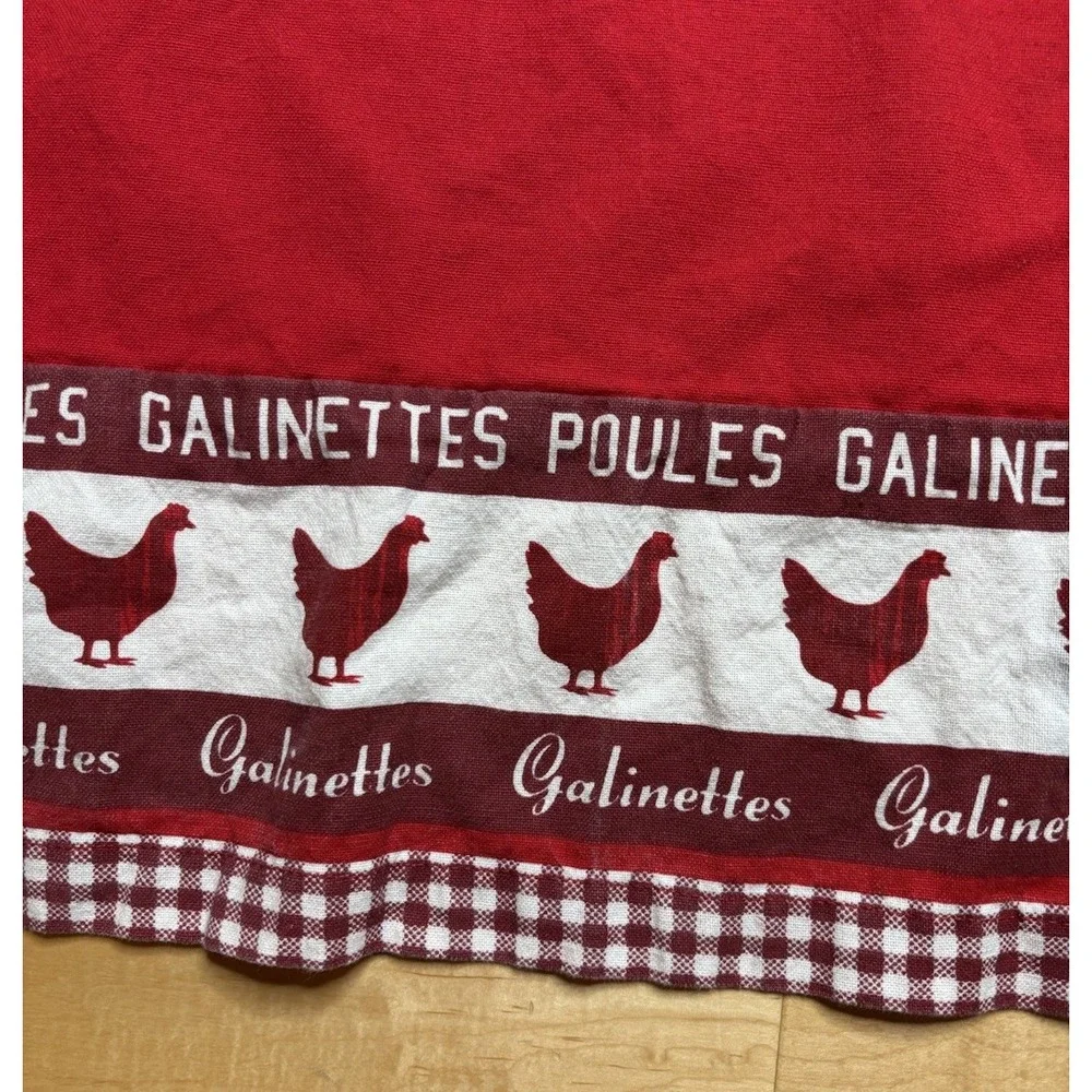 Red Chicken Apron Les Galinettes Cotton Country French Cottage Core
